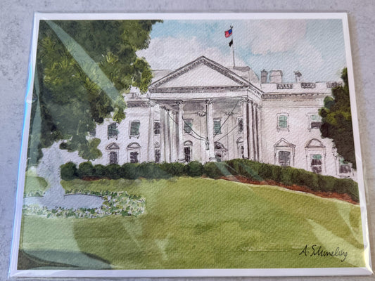 White House Watercolor Print