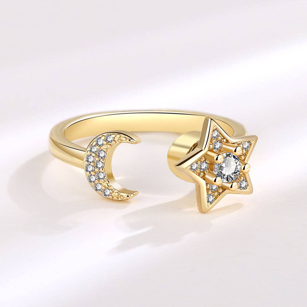 Moon and Star Fidget Ring
