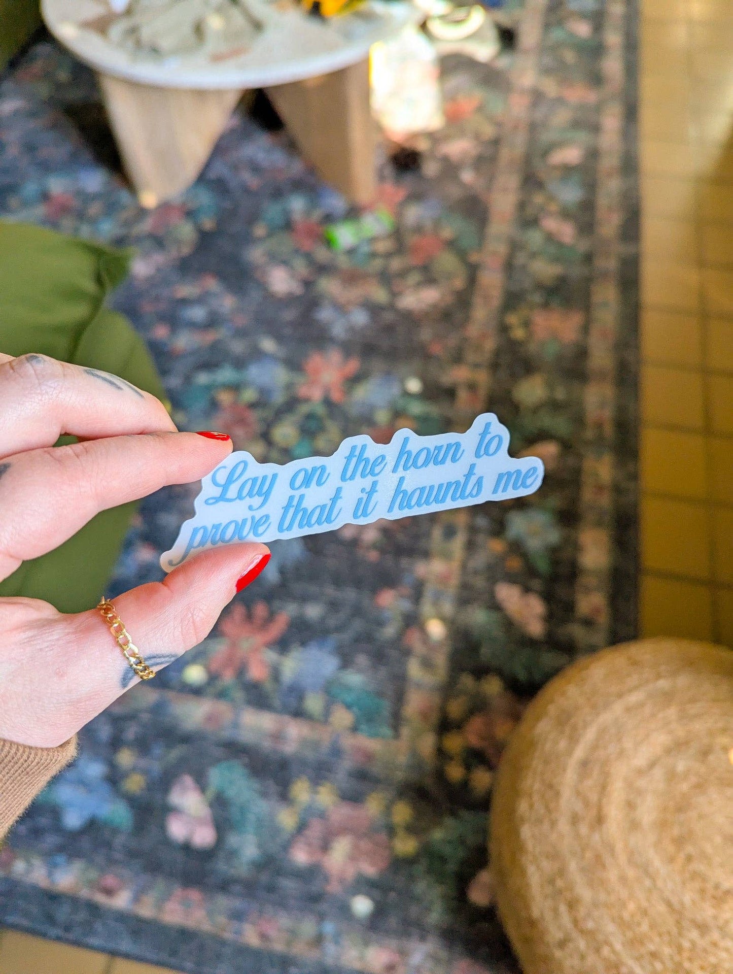 Lay on the horn Car Mirror Decal