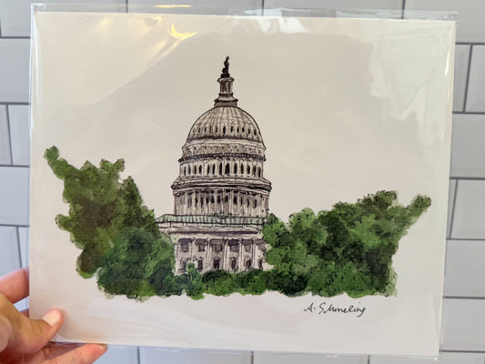 Lincoln Memorial Watercolor Print