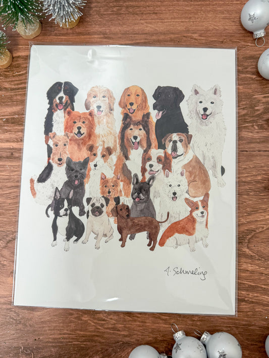 Dogs watercolor print