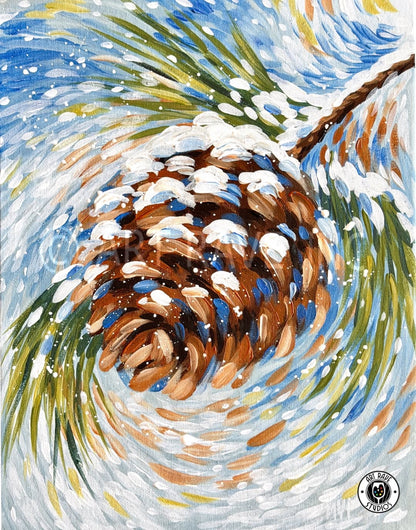 Snowy Pinecone | Acrylic Painting Workshop with Christy - December 27