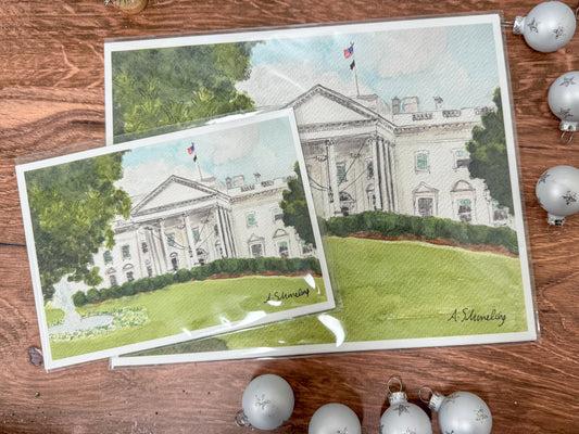 White House Watercolor Print