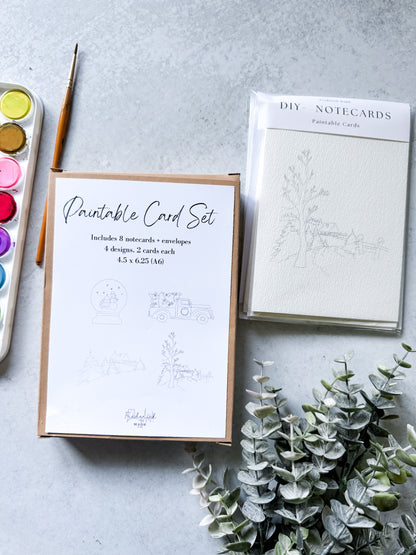 Holiday Scenes Paintable Notecards
