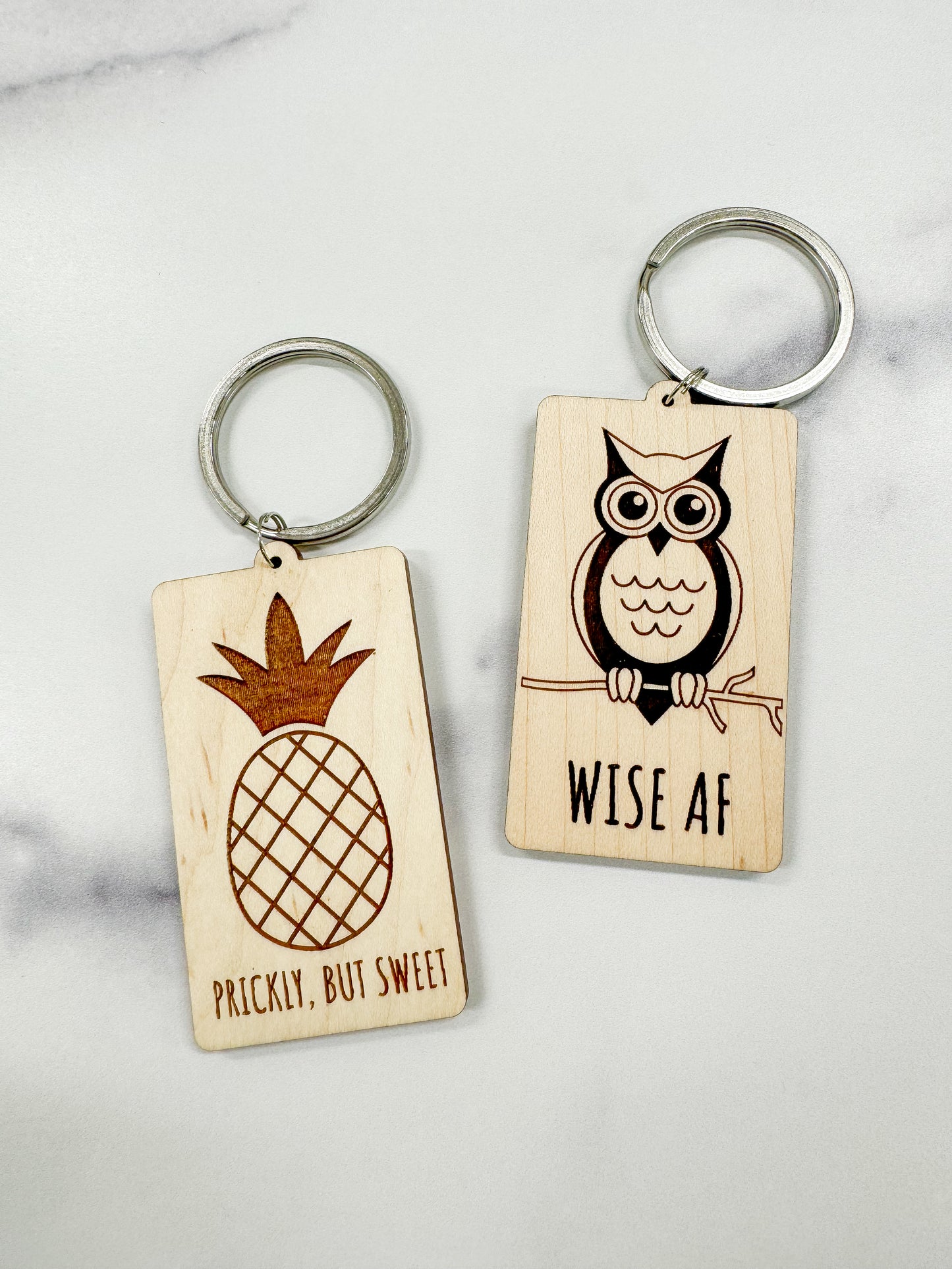 Maple wood keychain