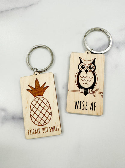 Maple wood keychain