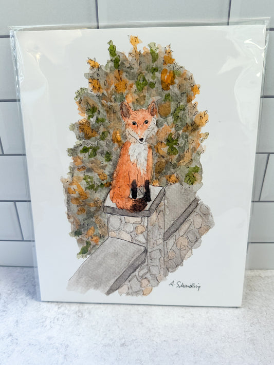 Fox watercolor print