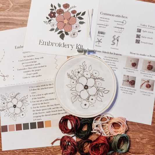 Floral embroidery kit