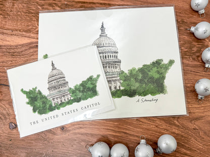 United States Capital Watercolor Print