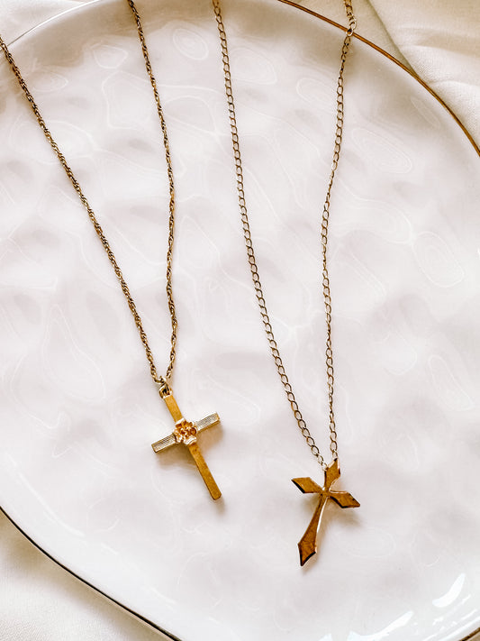 Vintage cross charm necklace