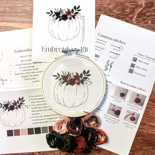 Floral pumpkin embroidery kit