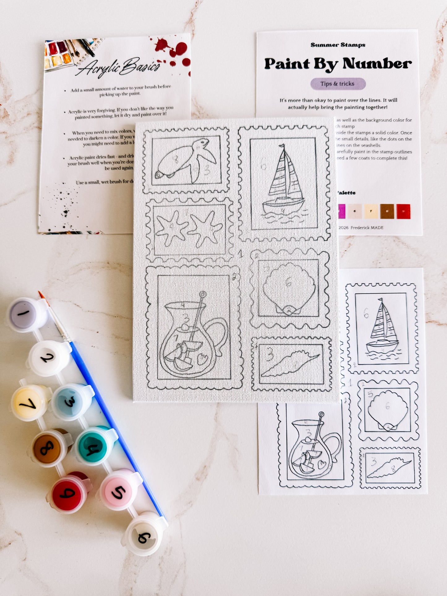 Summer Stamps Mini Paint by Number