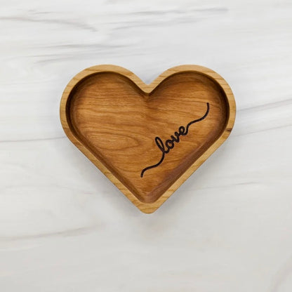 Cherry wood heart tray