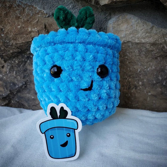crochet plant with sticker
