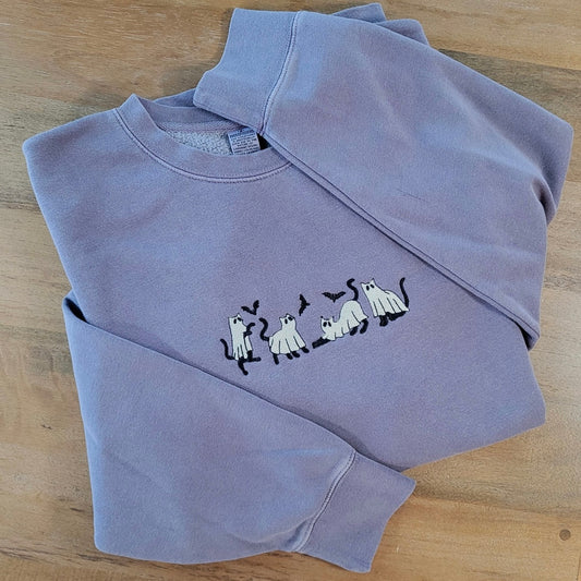 Ghost Cats Embroidered Sweatshirt