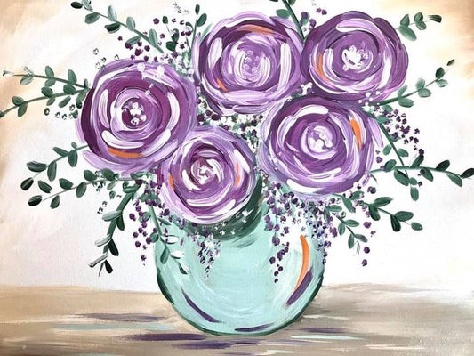 Purple Flowers Acrylic Paint Kit