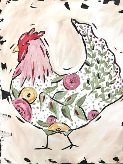 Floral Chicken Acrylic Paint Kit