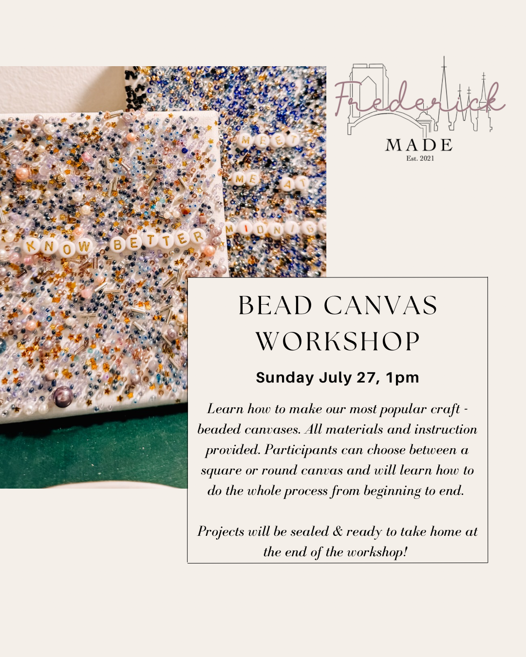 Bead canvas workshop - July 27