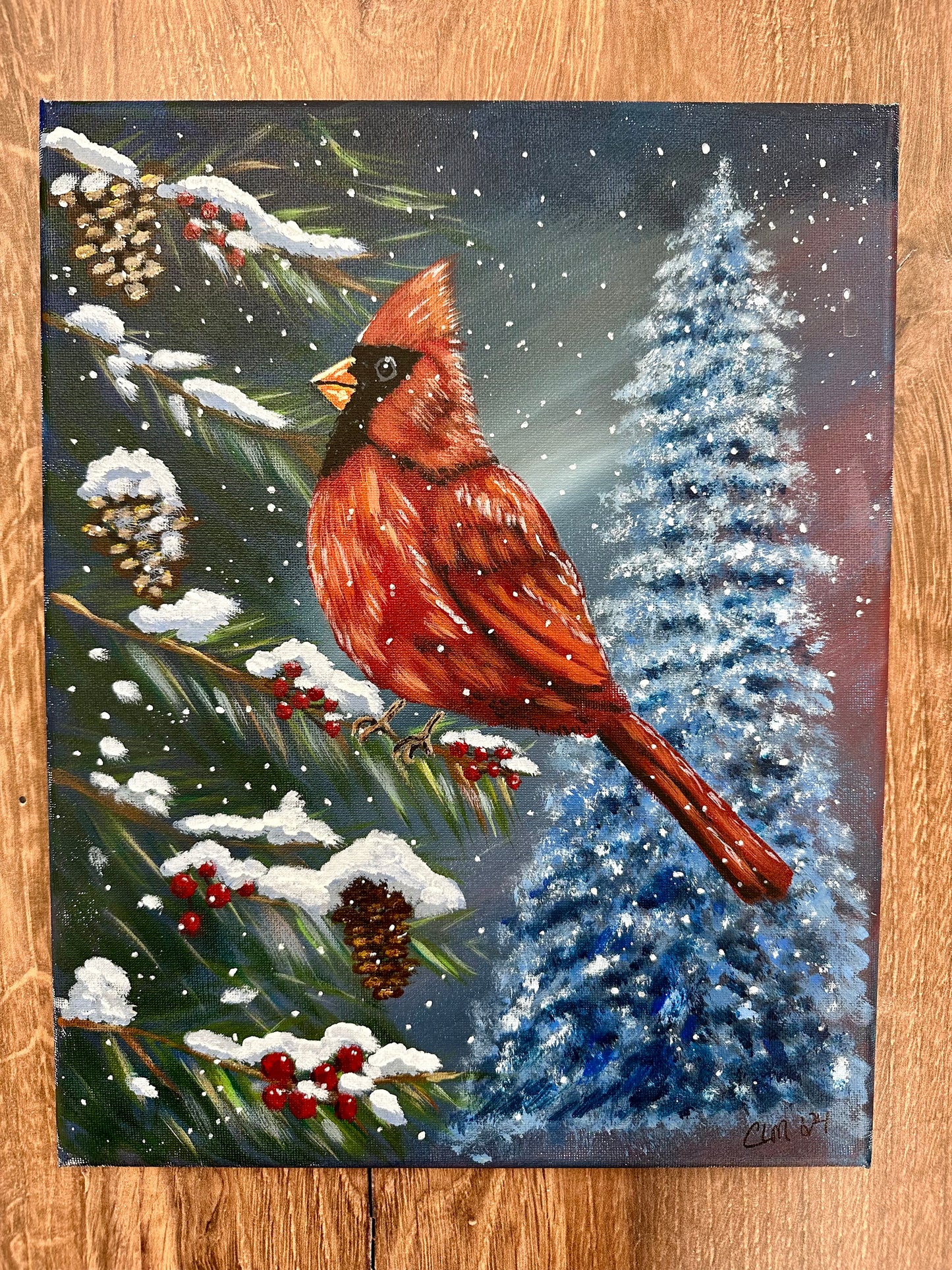 Winter Cardinal Painting