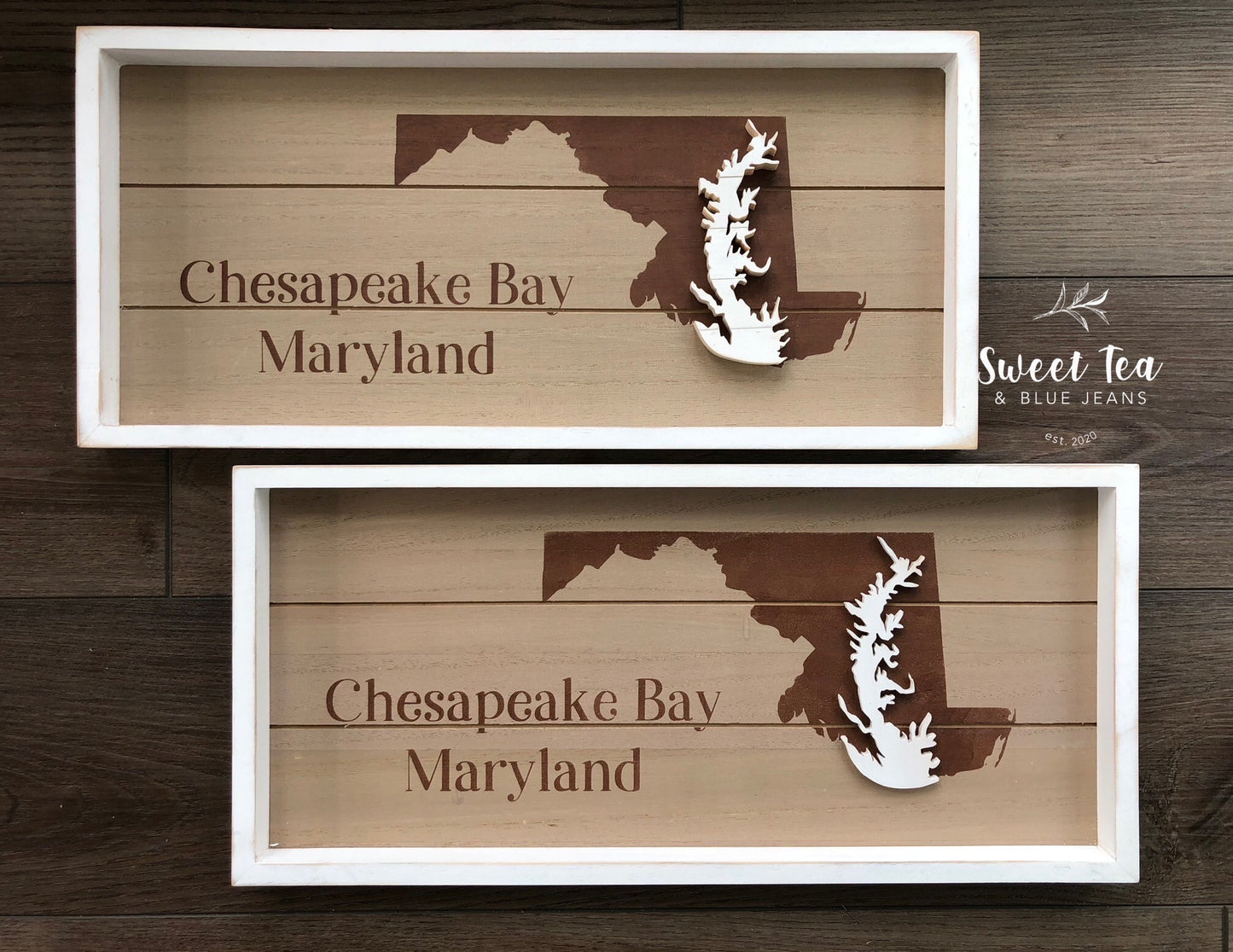Hand-scrolled Chesapeake Bay sign
