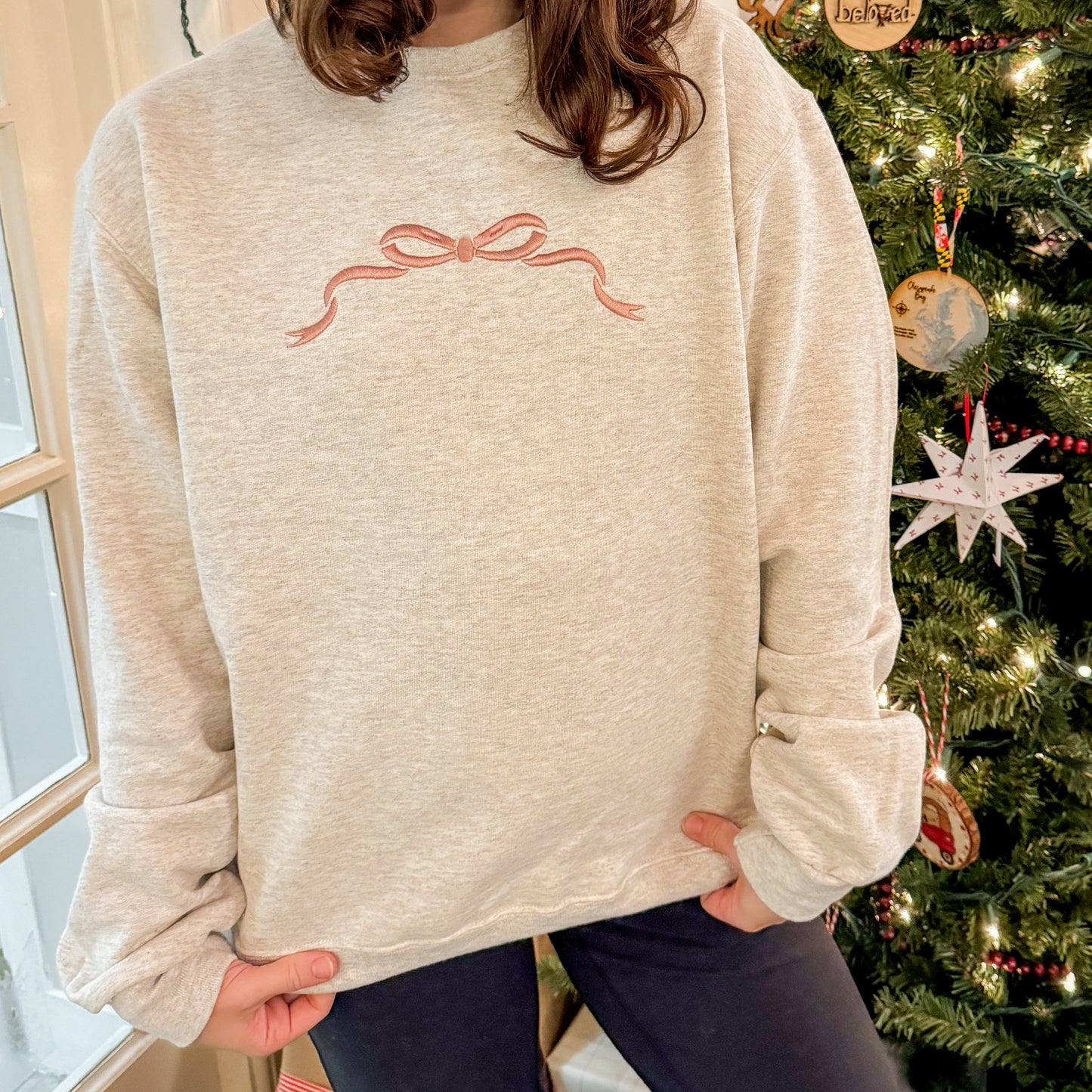 Embroidered Bow Sweatshirt