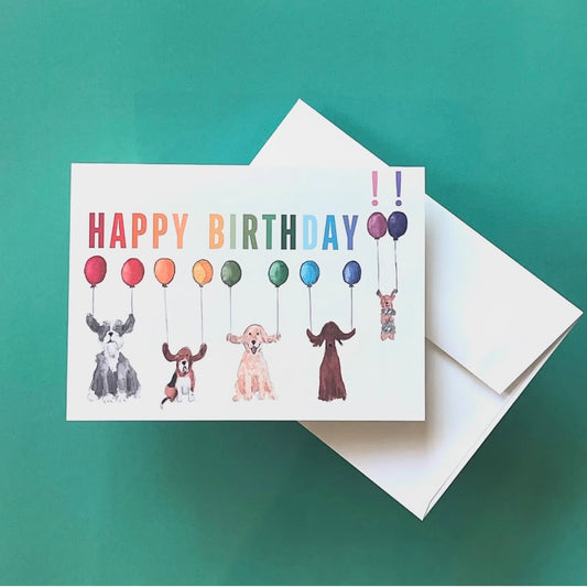 Dog Balloon Birthday Card