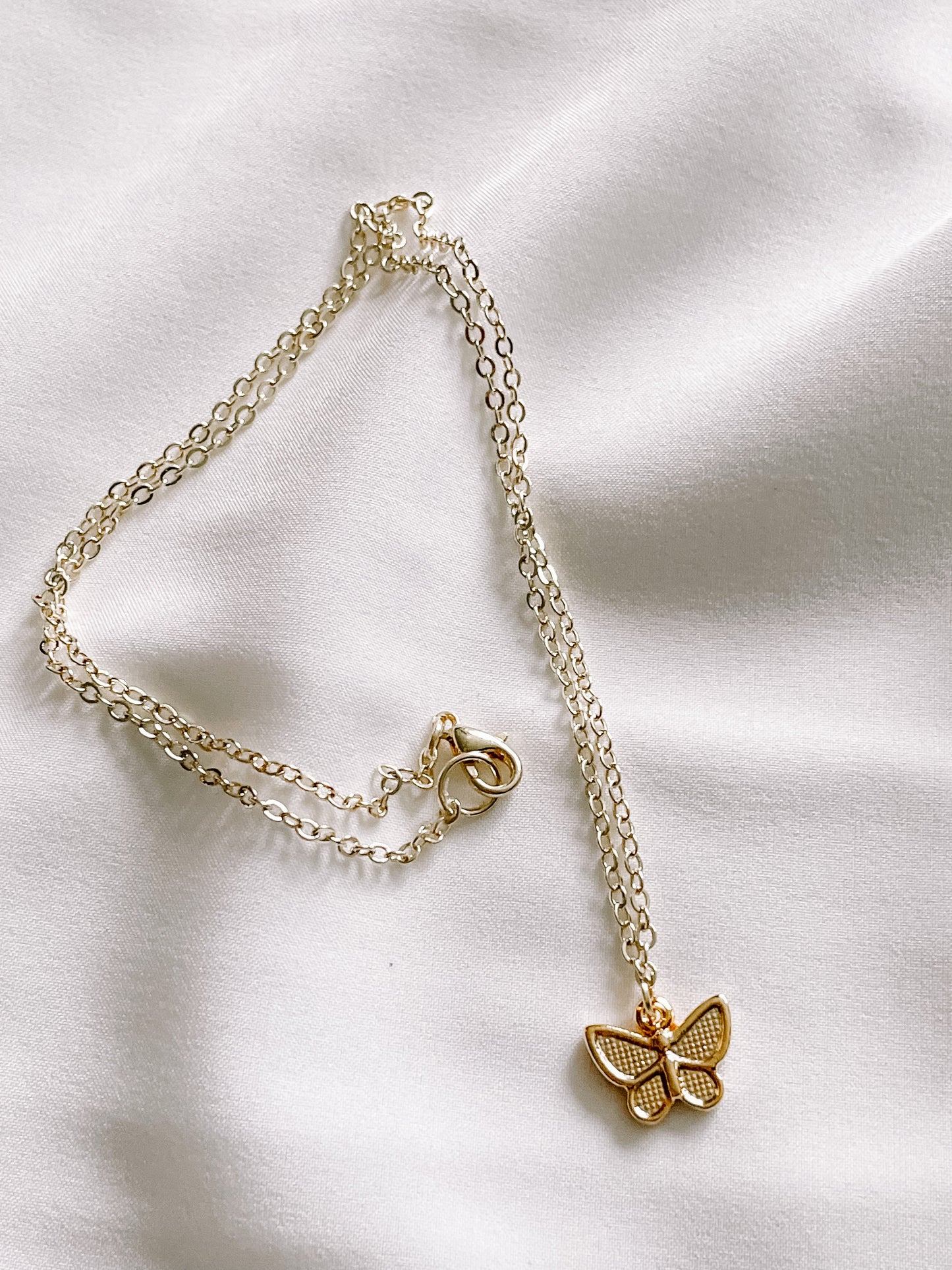 24k gold butterfly charm necklace