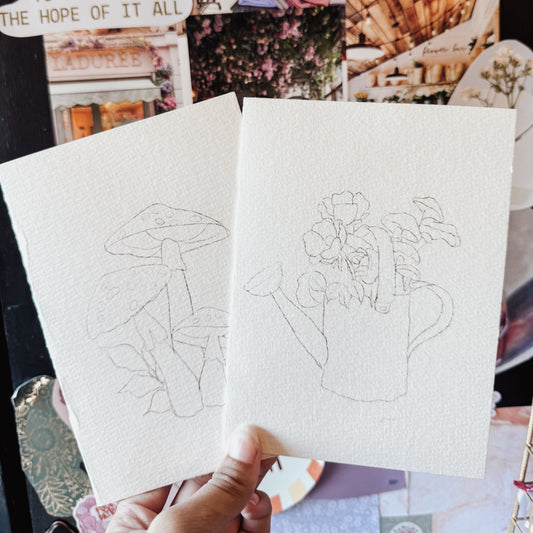 Paintable notecards - Cottagecore