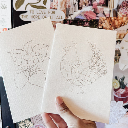 Paintable notecards - Farmstead