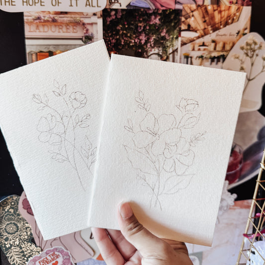 Paintable notecards - bouquets