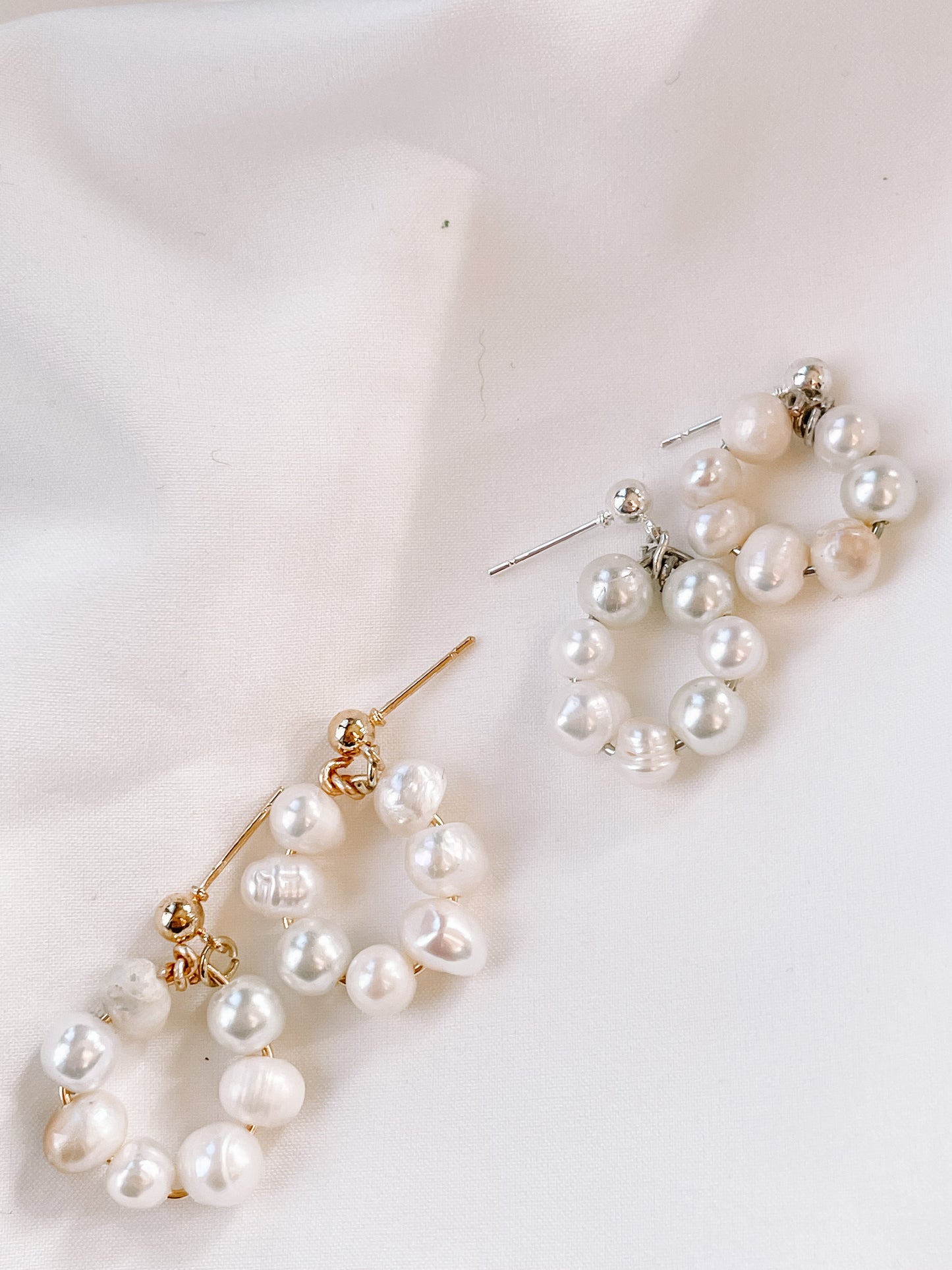 Mini pearl hoop earrings