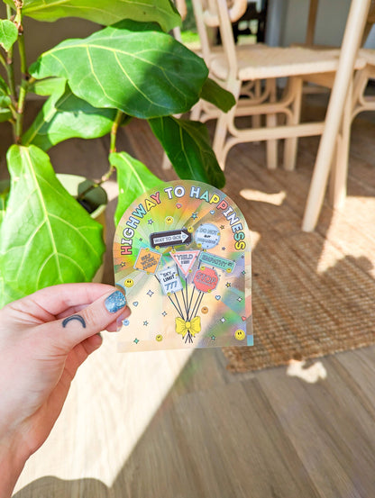 Highway to happiness suncatcher sticker