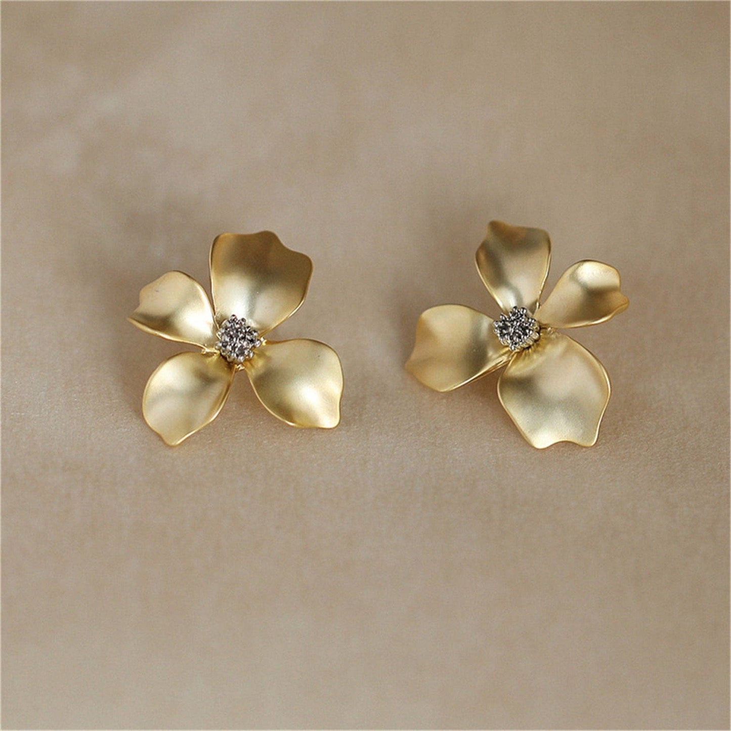 Gold Flower Stud Earrings