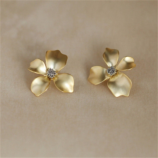 Gold Flower Stud Earrings
