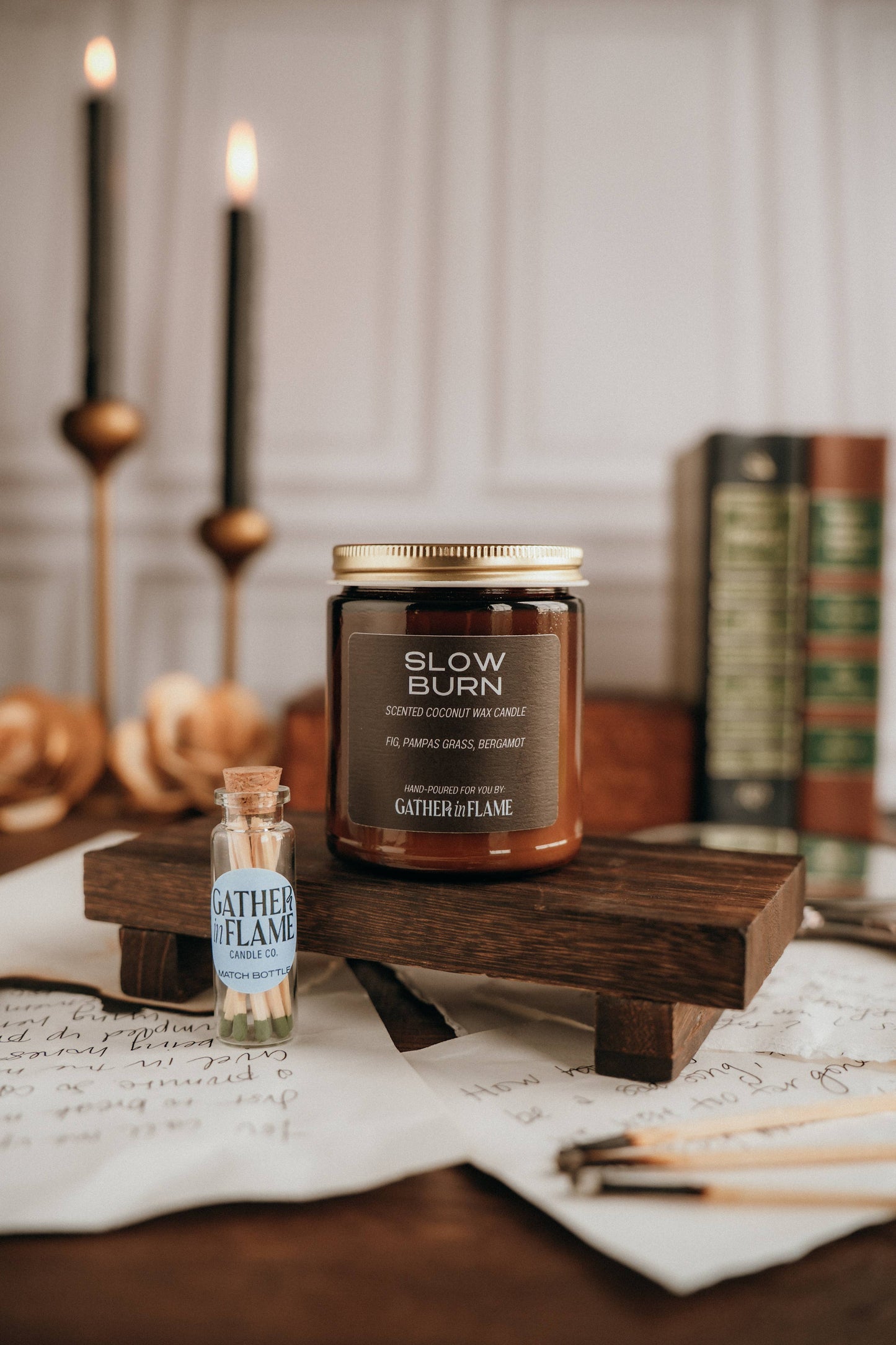 Slow Burn Wood Wick Candle – Fig, Vetiver & Soft Woods