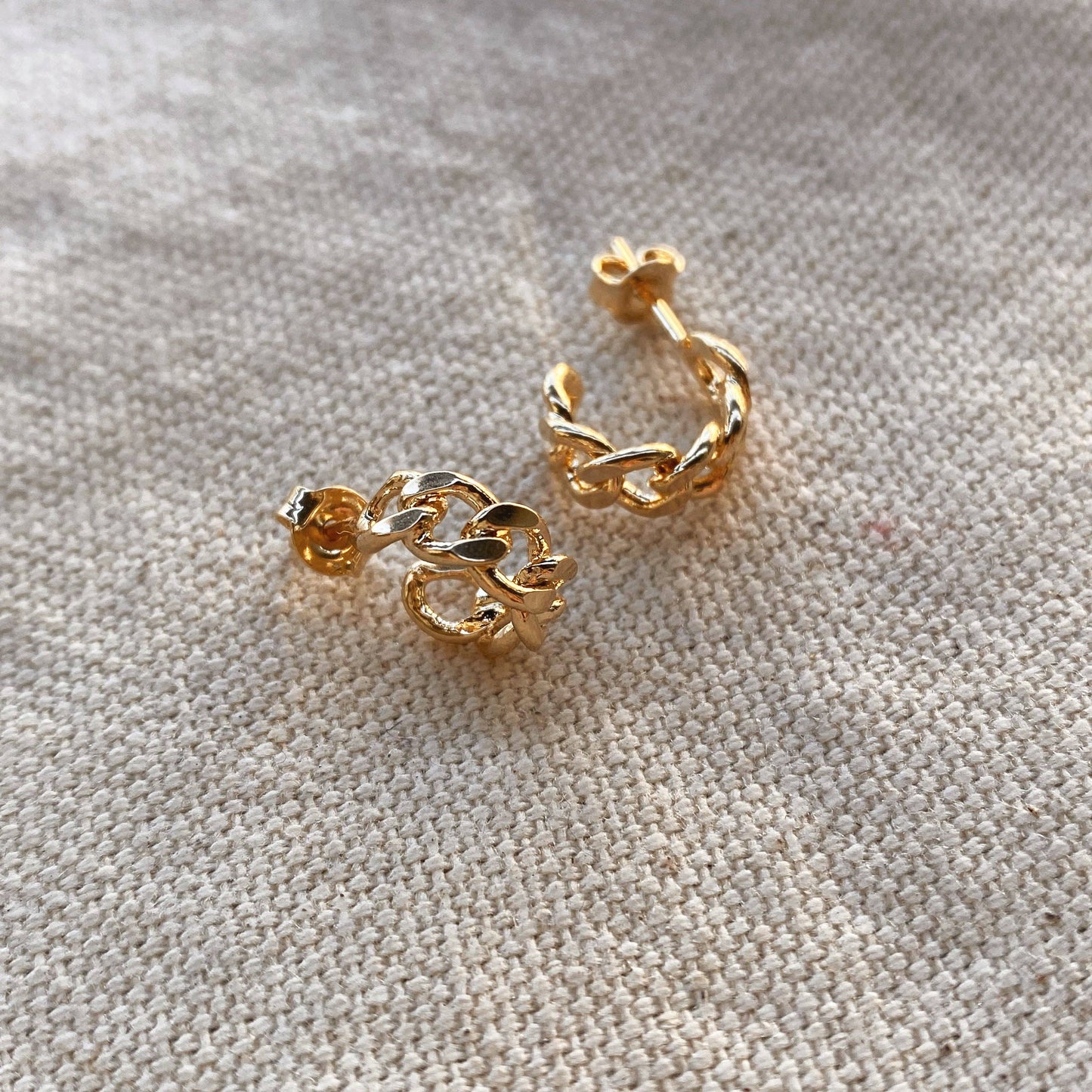 18k Gold Filled Mini Chain Hoop Earrings