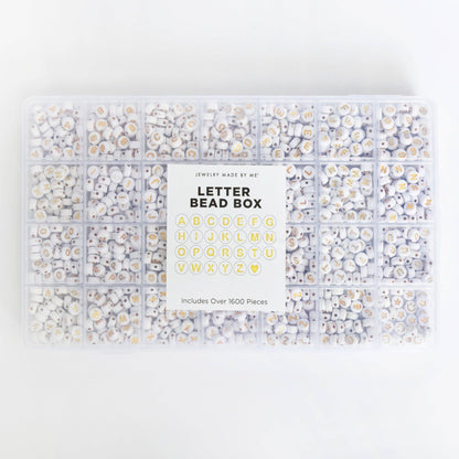 Round White & Gold Letter Bead Kit