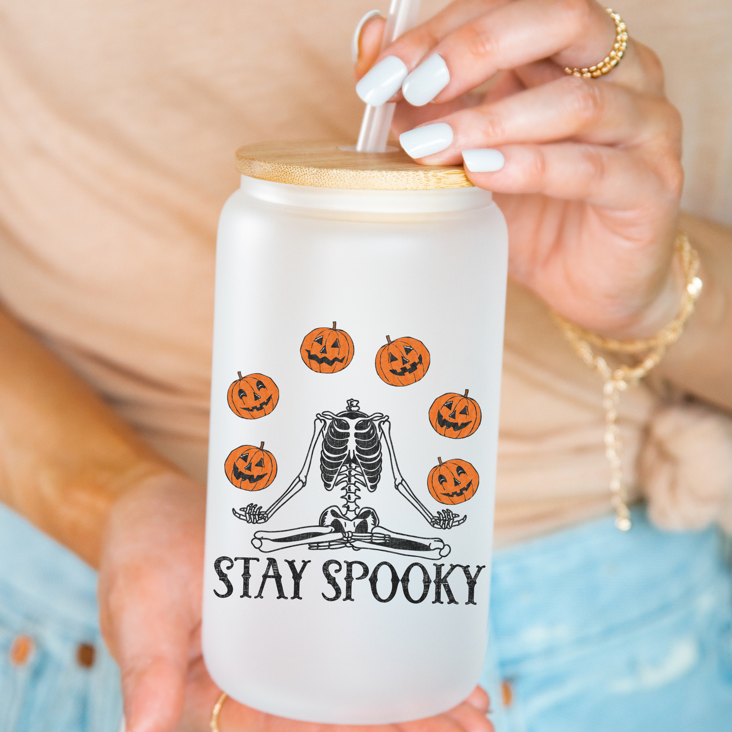 Halloween Witchy Creepy Iced Coffee Glass/Tumbler 16 oz