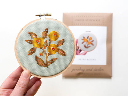 Retro Blooms Cross Stitch Kit