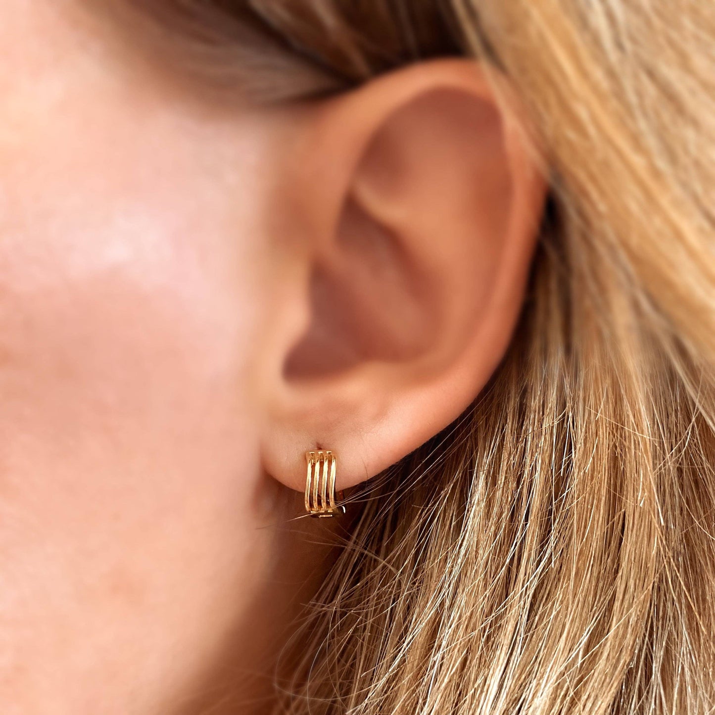 Tiny Waves Gold Filled Huggies