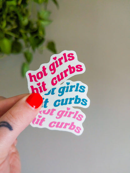 Hot girls hit curbs car mirror decal