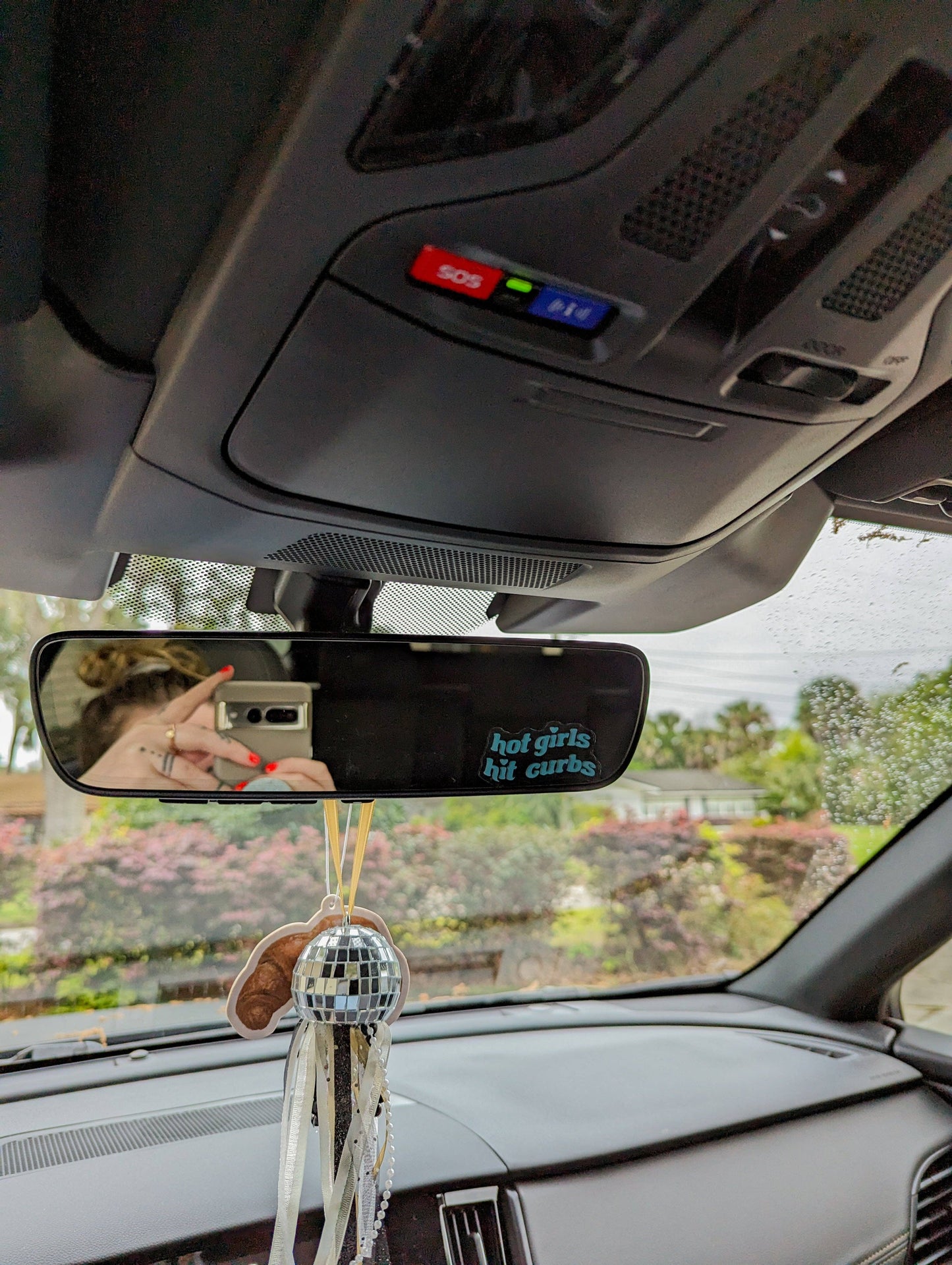 Hot girls hit curbs car mirror decal