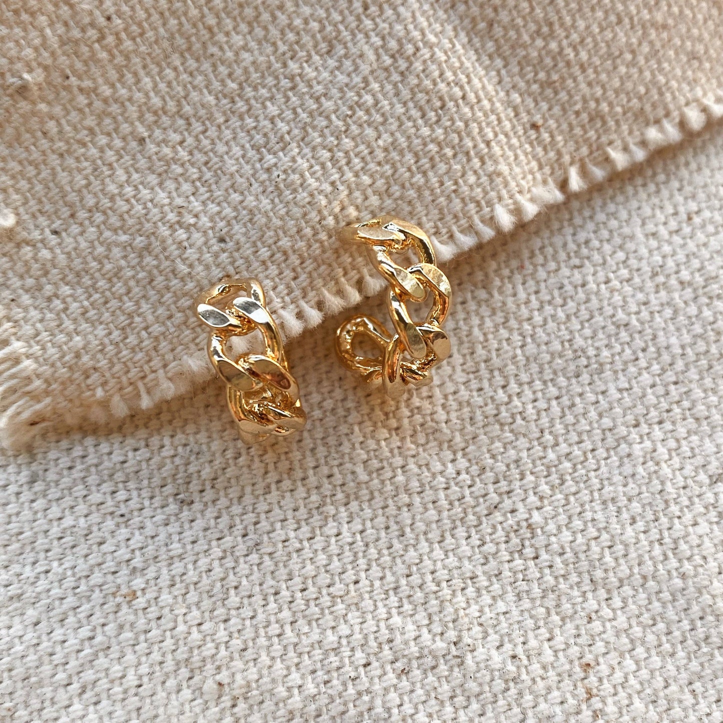 18k Gold Filled Mini Chain Hoop Earrings