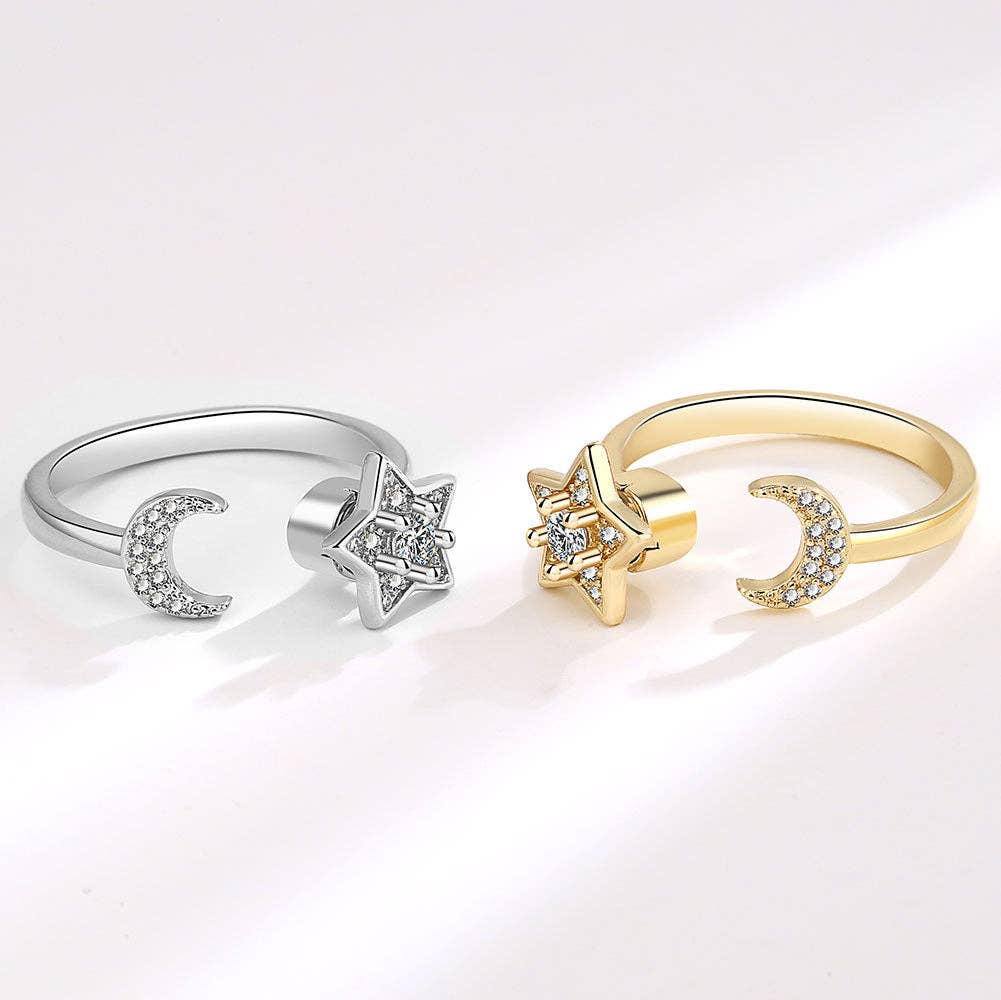 Moon and Star Fidget Ring