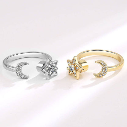 Moon and Star Fidget Ring