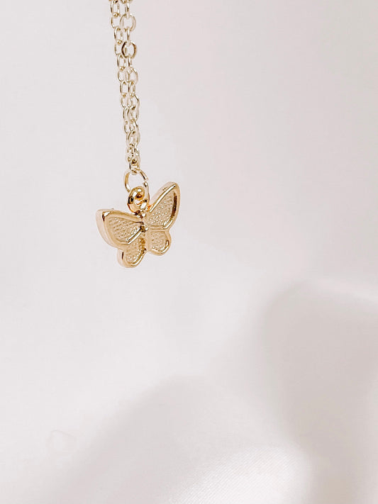 24k gold butterfly charm necklace