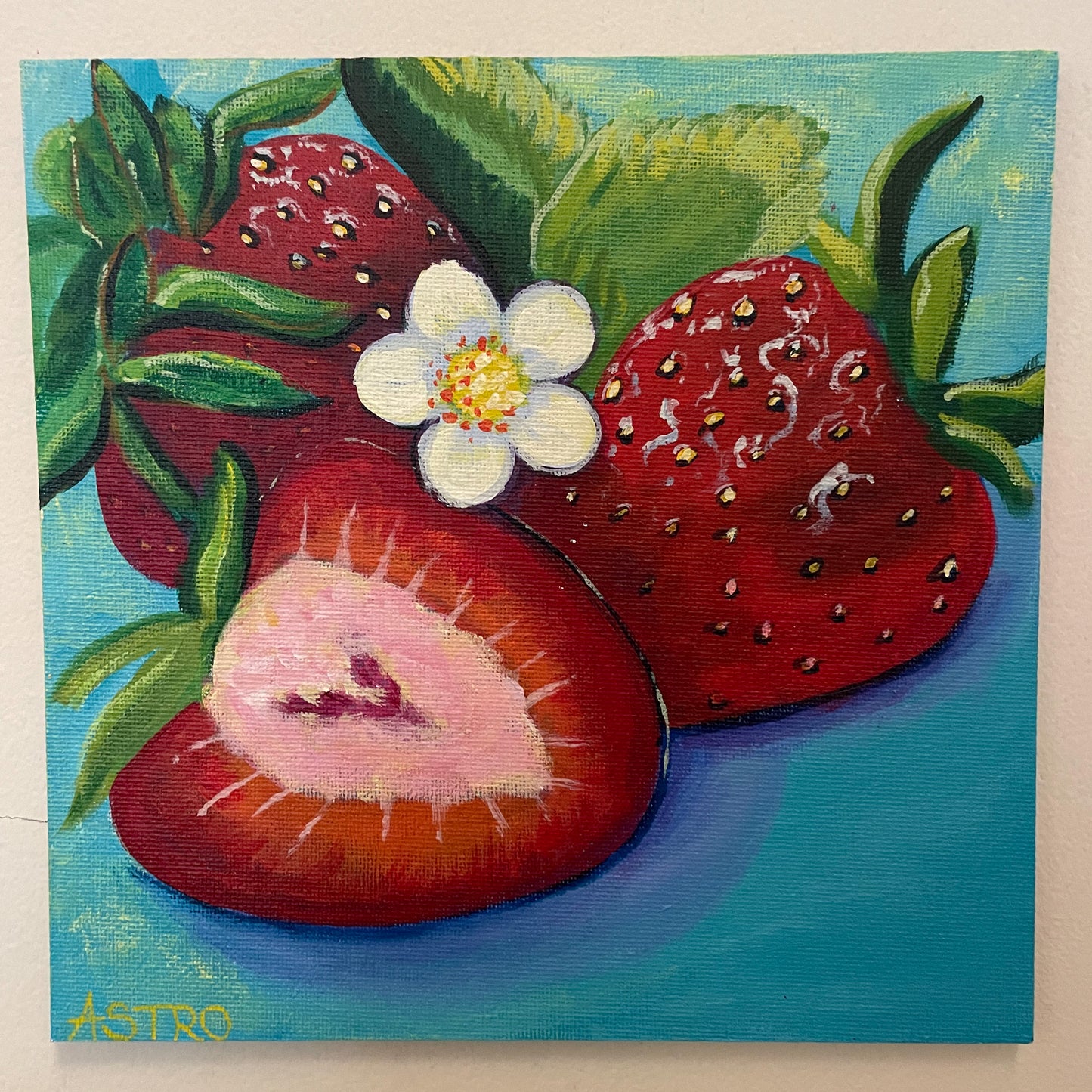 Strawberry acrylic painting