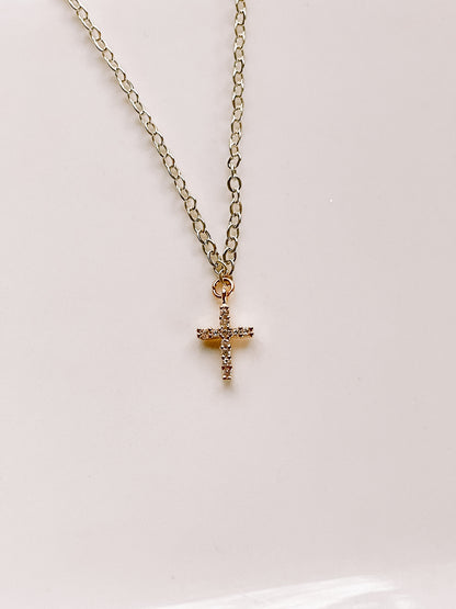 Studded cross charm necklace