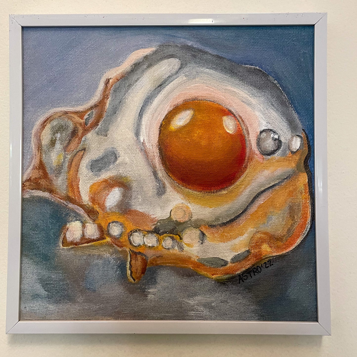 Fried egg acrylic painting