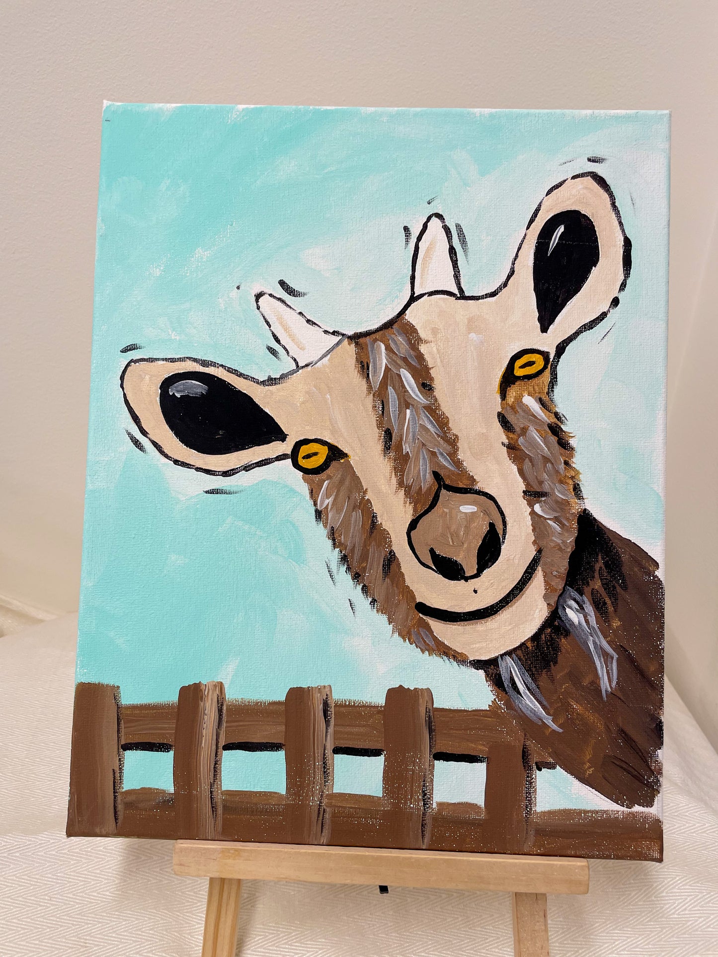 Hello goat acrylic painting